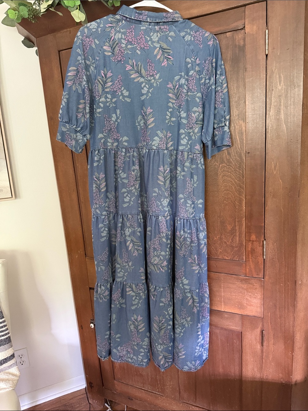 NATURAL LIFE Blue Floral Tiered Dress with Pink & Green Accents - Picture 7 of 7